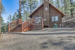 House (1 Bedroom) | Interior - Hot Tub, Spacious Deck: Woodsy Haven in Ruidoso! (Ruidoso)