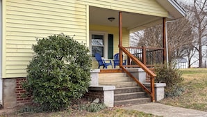 A house with a porch, a staircase, and two blue chairs outside. - 'the Vineyard House' - 2 Mi to Dtwn Mount Airy! (Mount Airy)