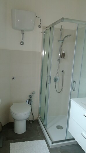 Suihku, hiustenkuivaaja, bidee, pyyhkeet