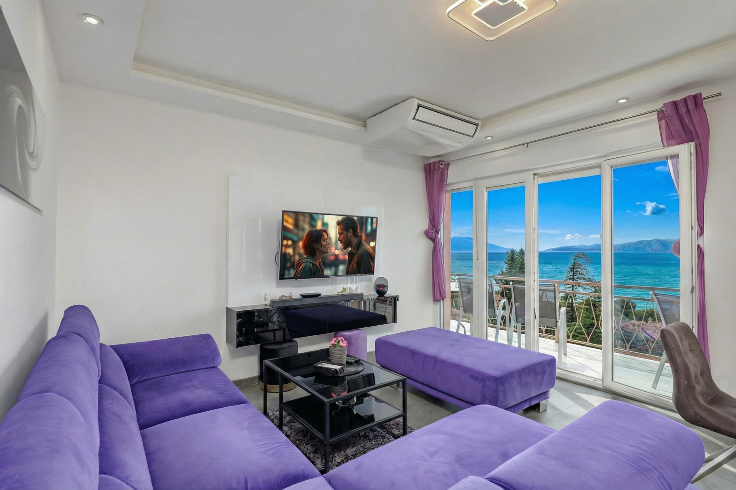 21-inch flat-screen TV with cable channels