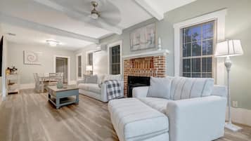 TV, fireplace, foosball, offices