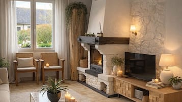 Télévision, cheminée