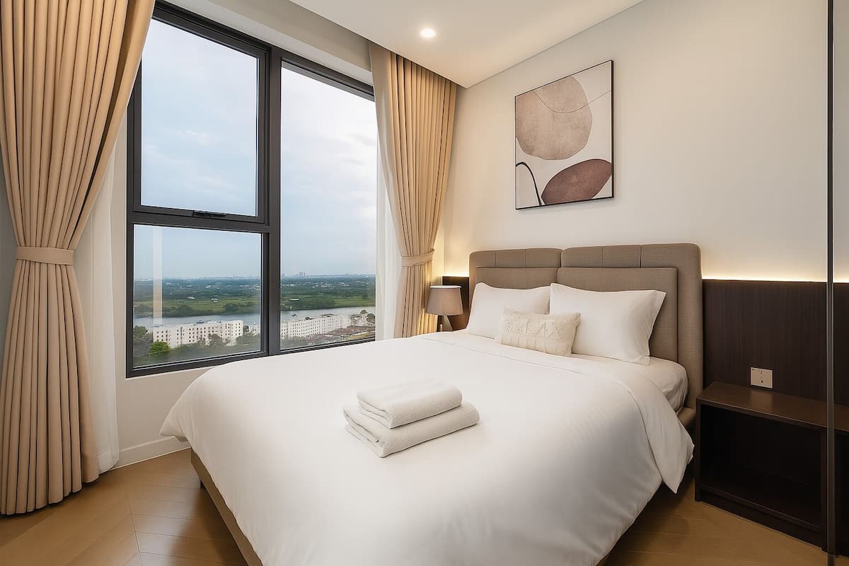 Căn hộ cơ bản, 2 phòng ngủ, ban công, quang cảnh thành phố | Minibar, trang trí khác biệt, bàn, khu vực làm việc phù hợp cho laptop