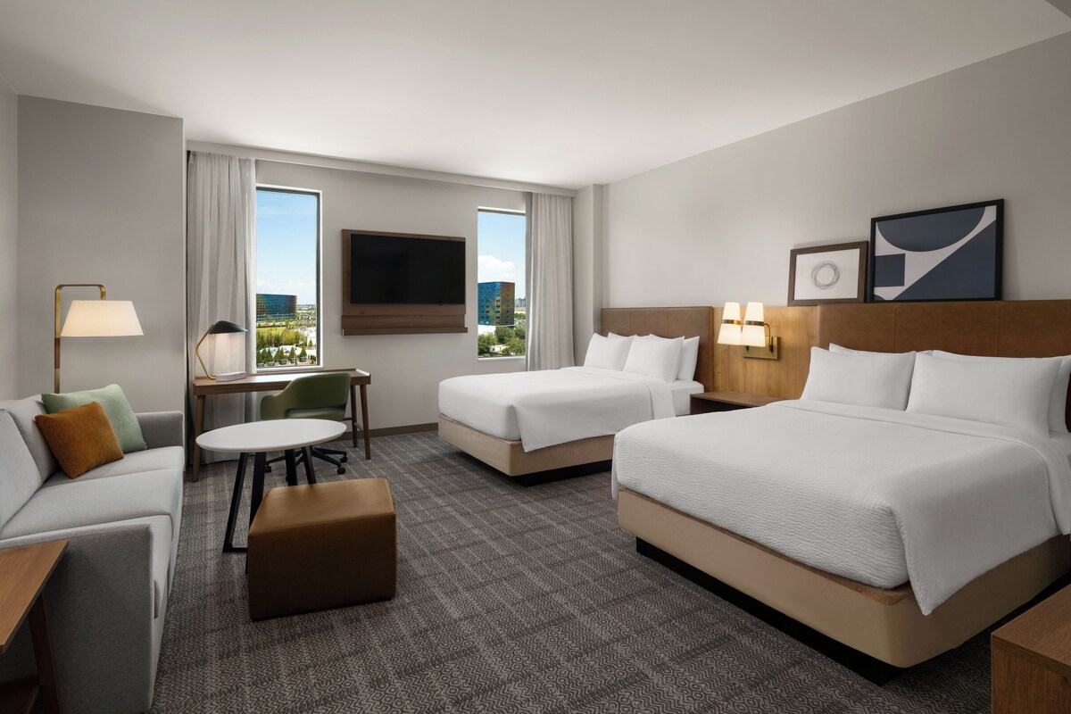 Studio Suite, 2 Queen Beds, Kitchen (Bath Shower Combo) | In-room safe, desk, laptop workspace, blackout curtains