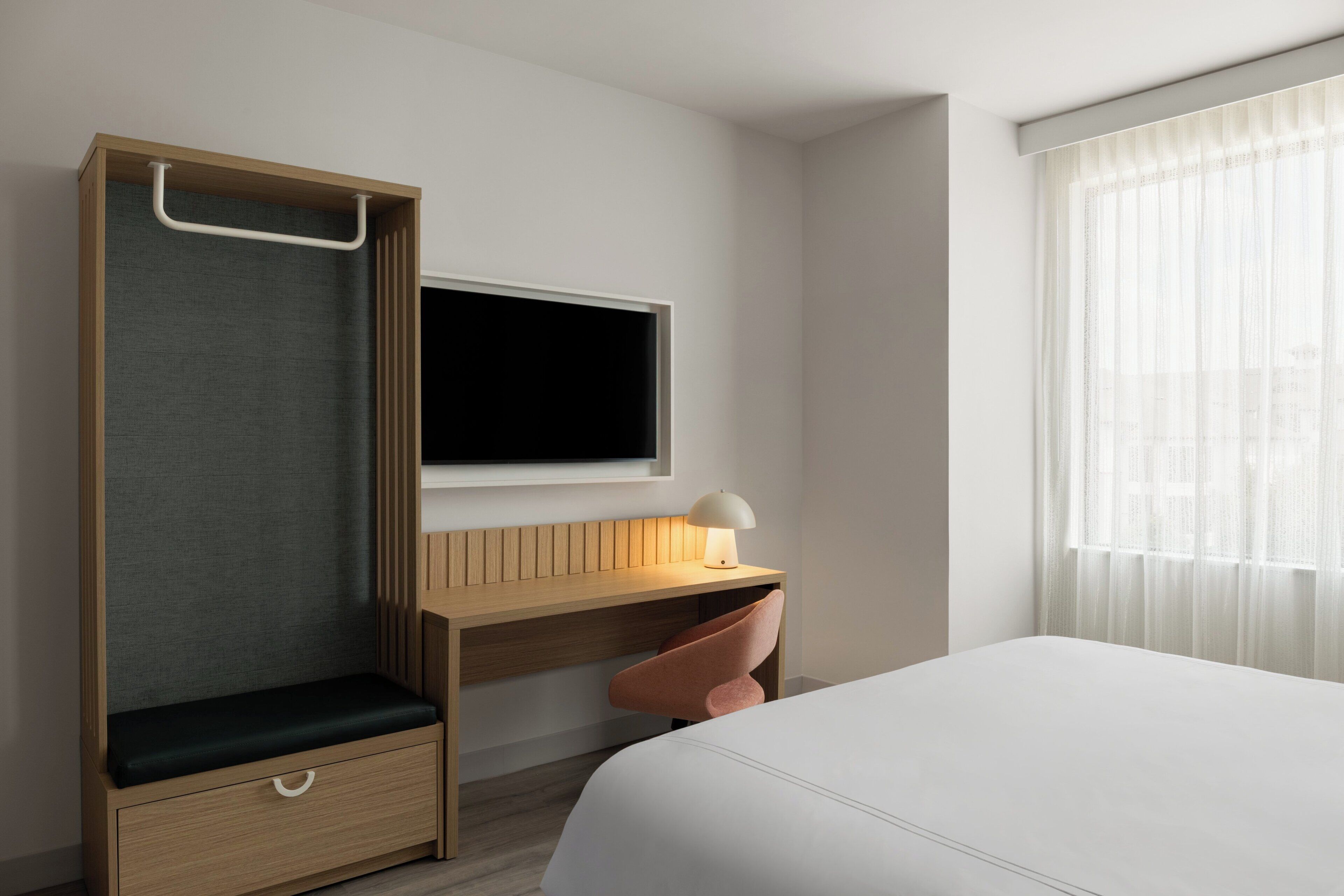 In-room safe, desk, laptop workspace, blackout curtains