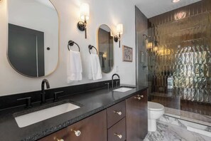 Shower, hair dryer - Stunning Lux Nash Home | Rooftop Firepit | 10 Beds (Nashville)