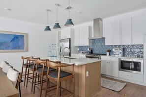 Fridge, microwave, oven, stovetop - Designer 3BR Nash Home w/ Private Rooftop Fire Pit (Nashville)