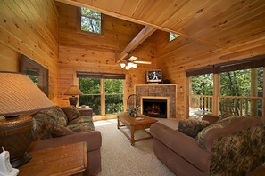 TV, fireplace, video games, table football - Spacious Cabin w/ Game Room, Hot Tub & Fireplace (Gatlinburg)