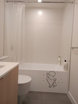 Secador de cabelo, toalhas de banho, sabonete, papel higiênico