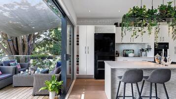 Fridge, microwave, coffee/tea maker, toaster