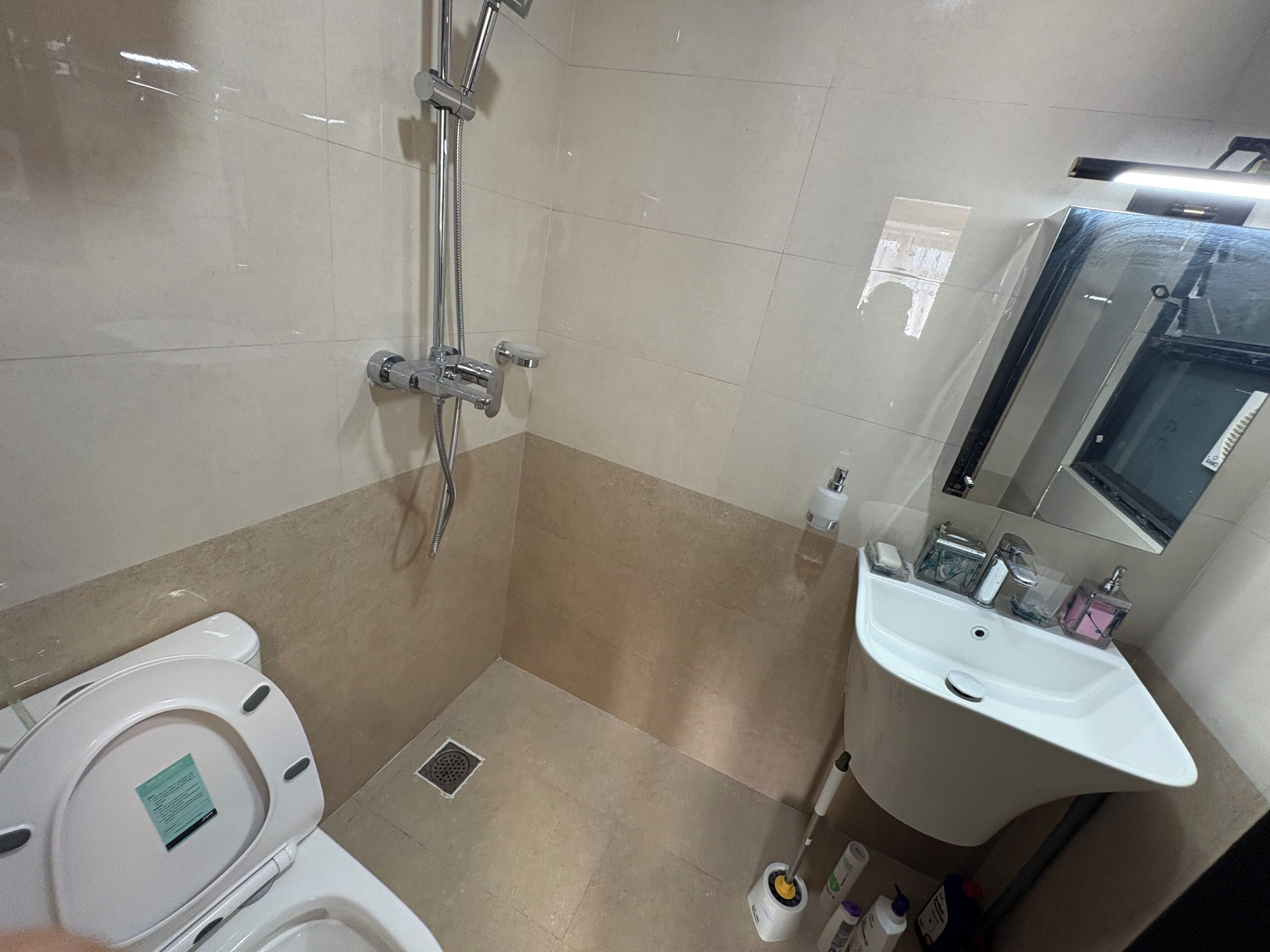 Ducha, secador de pelo, bidé y toallas