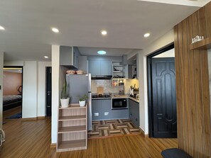 Private kitchen - Marvelous 3-bedroom New apartment with AC in Budhanilkantha-Sunshine Apartment.. (Budhanilkantha)