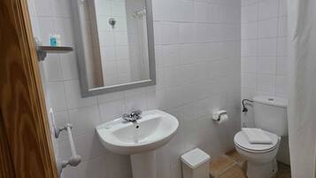 Standaard kamer, 1 twee- of 2 eenpersoonsbedden, uitzicht op bergen | Badkamer | Een douche, gratis toiletartikelen, handdoeken, zeep