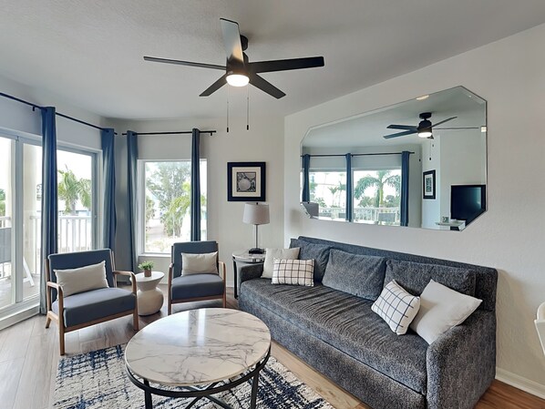 Condo (2 Bedrooms) | Living area | TV - Sunset Vistas 302n (Treasure Island)