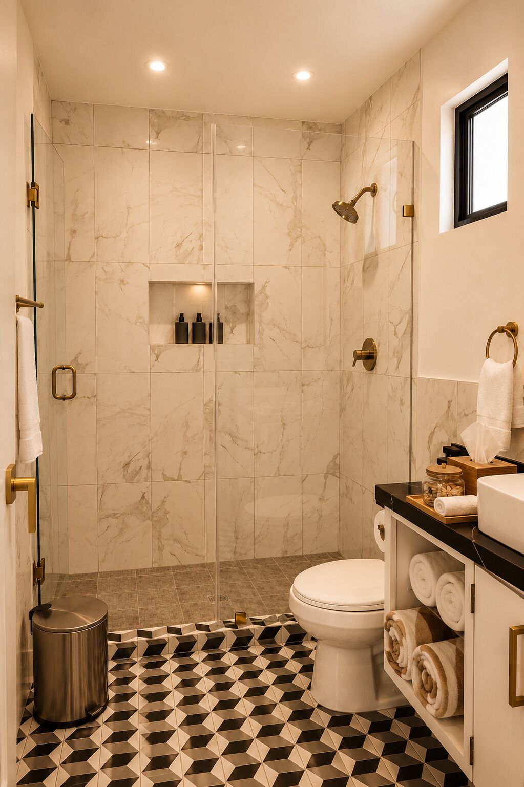 Regadera, amenidades de baño gratuitas, jabón, shampoo 