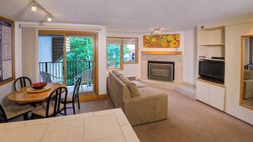 TV, fireplace