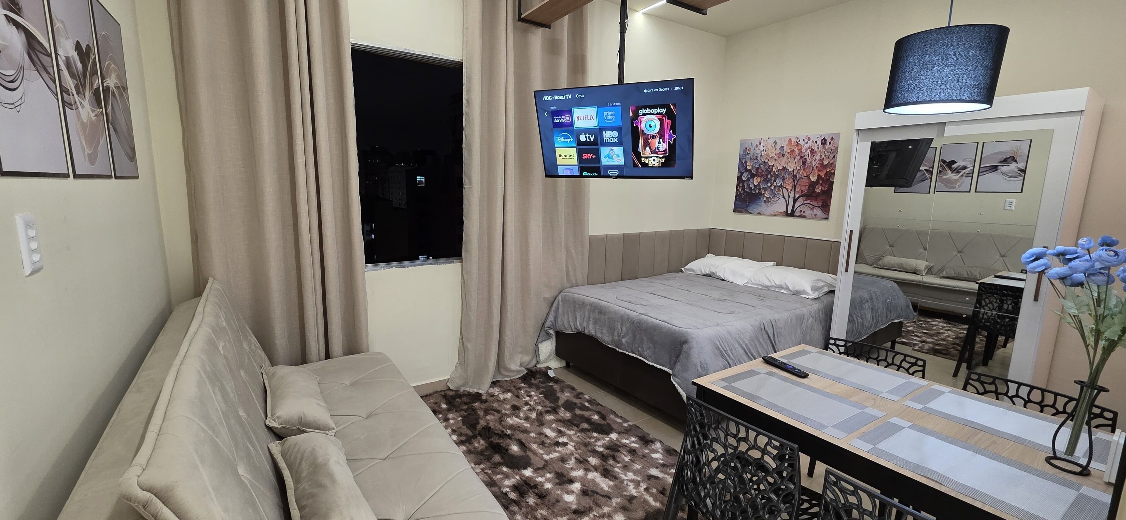 Superior Apartment, City View | Desk, laptop workspace, blackout drapes, soundproofing