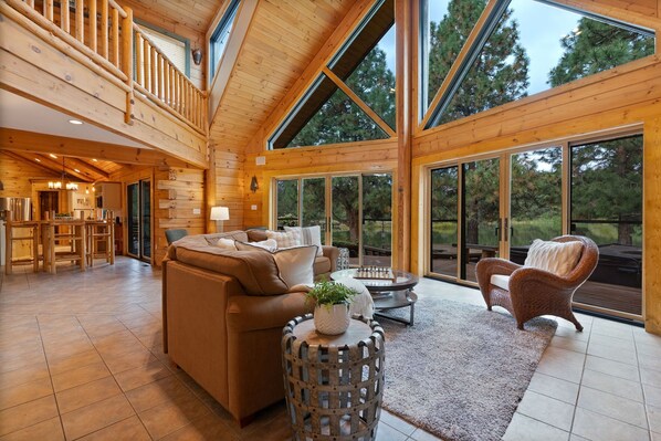 Smart TV, fireplace, foosball