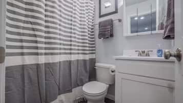 Shower, hair dryer, soap