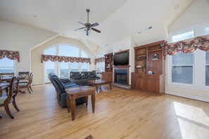 TV, fireplace - 5243- Going to Carolina, Spacious 10-bedroom oceanfront home in Kill Devil Hills (Kill Devil Hills)