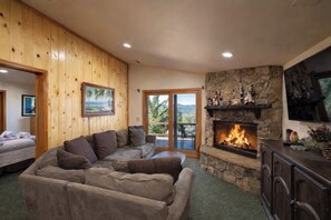 Living area - Unique Lake Views for Big Groups with Hot Tub, Game Room, Fire Pit, & More (Big Bear Lake)