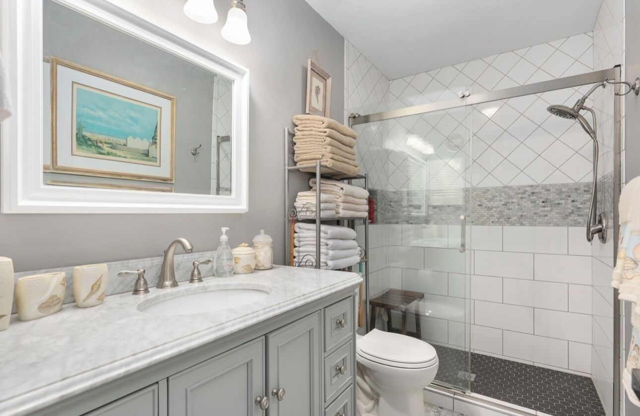 Hair dryer, towels, toilet paper