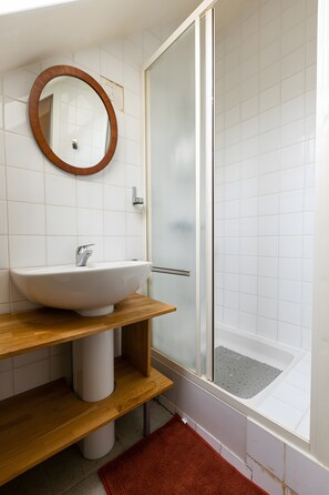 Shower, hair dryer, towels - Le gite à Géo – Charming Renovated House with Space, Authenticity, and Nature (Thoiry)
