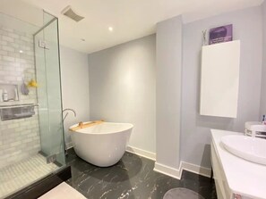 Hair dryer, towels, soap, shampoo - 2-bedroom large impeccable apartment in fabulous Montréal. (Montréal)