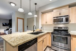 Fridge, microwave, oven, stovetop - Lovely 2BR Canmore Condo with Heated Pool & Hot Tub! (Canmore)