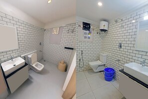 Dusche, Handtücher, Seife, Toilettenpapier
