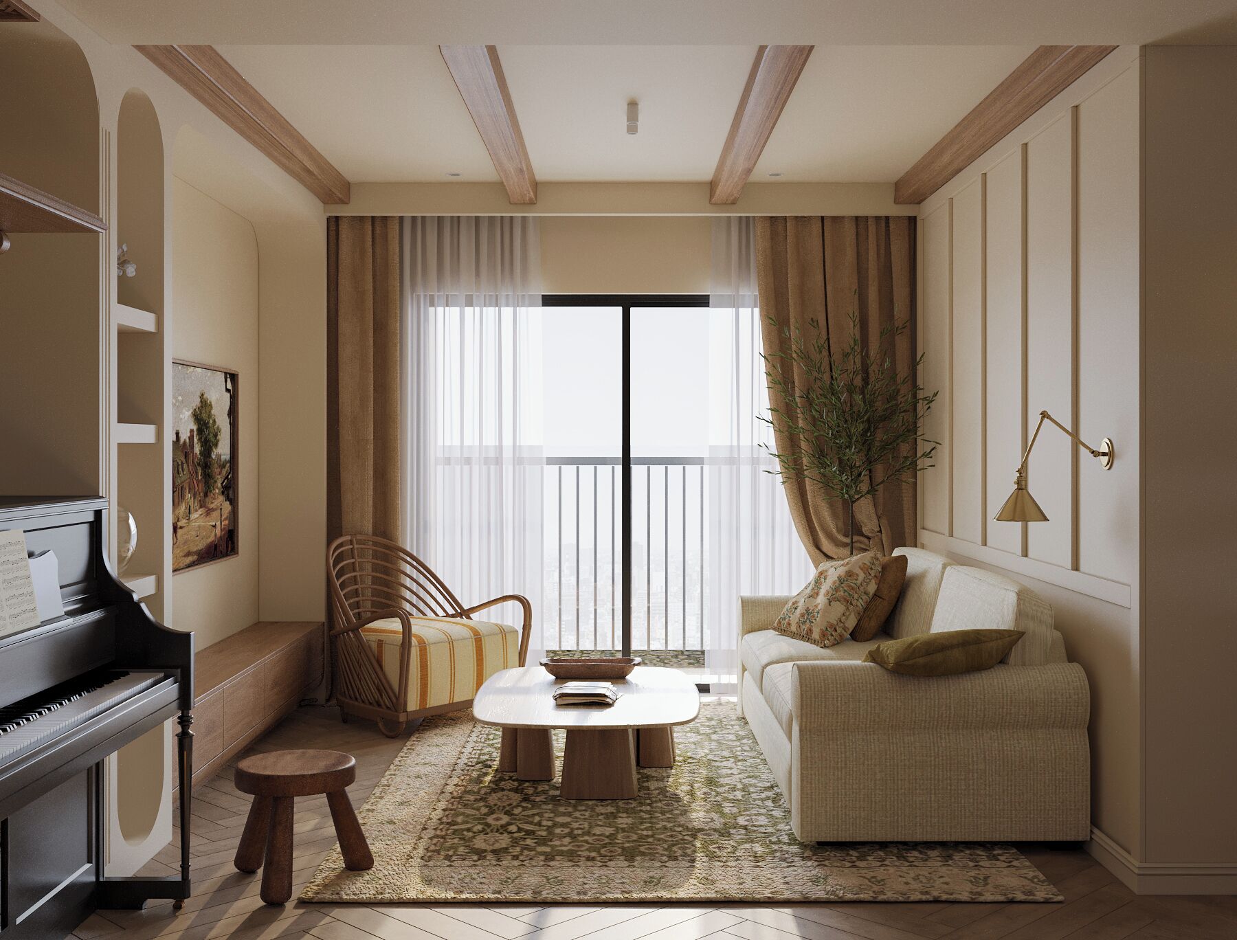 책상, 노트북 작업 공간, 암막 커튼, 다리미/다리미판