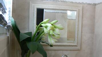 Een douche, een haardroger, handdoeken