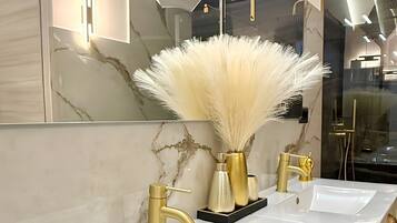 Ducha, secador de pelo y toallas