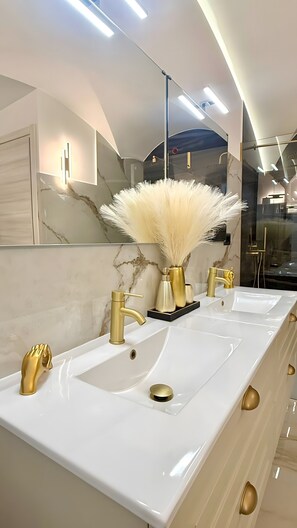 Ducha, secador de pelo y toallas