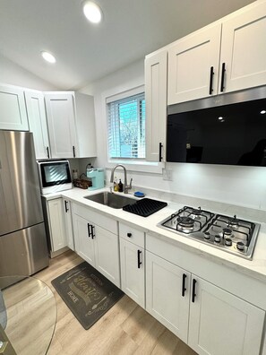 Refrigerador, microondas, placa de cocina, lavavajillas