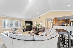 Smart TV, fireplace, video games, table football