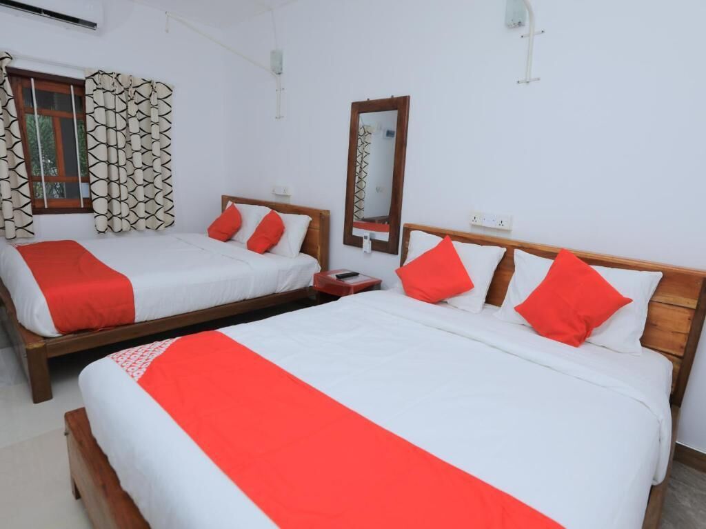 Deluxe-Vierbettzimmer, Terrasse, Gartenblick