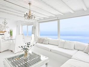 Fireplace - SUPERB BEACH ACCESS LUXURY SEA VILLA POOL by Calypso Sunset by Interhome (Mykonos (Stadt))