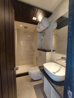 Ducha, toallas, jabón, shampoo