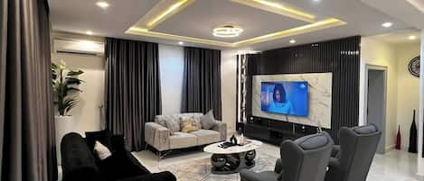 Deluxe-lejlighed - balkon - byudsigt | Opholdsområde