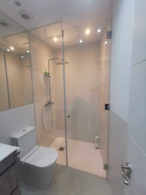 Dusche, Haartrockner, Handtücher