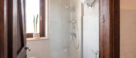 Regadera, secadora de cabello, bidet, toallas