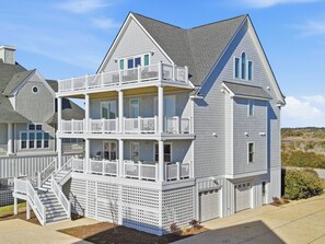 Exterior - Ocean Chateau | New-Build Oceanfront w/Elevator, Game Room + Hot Tub (North Topsail Beach)