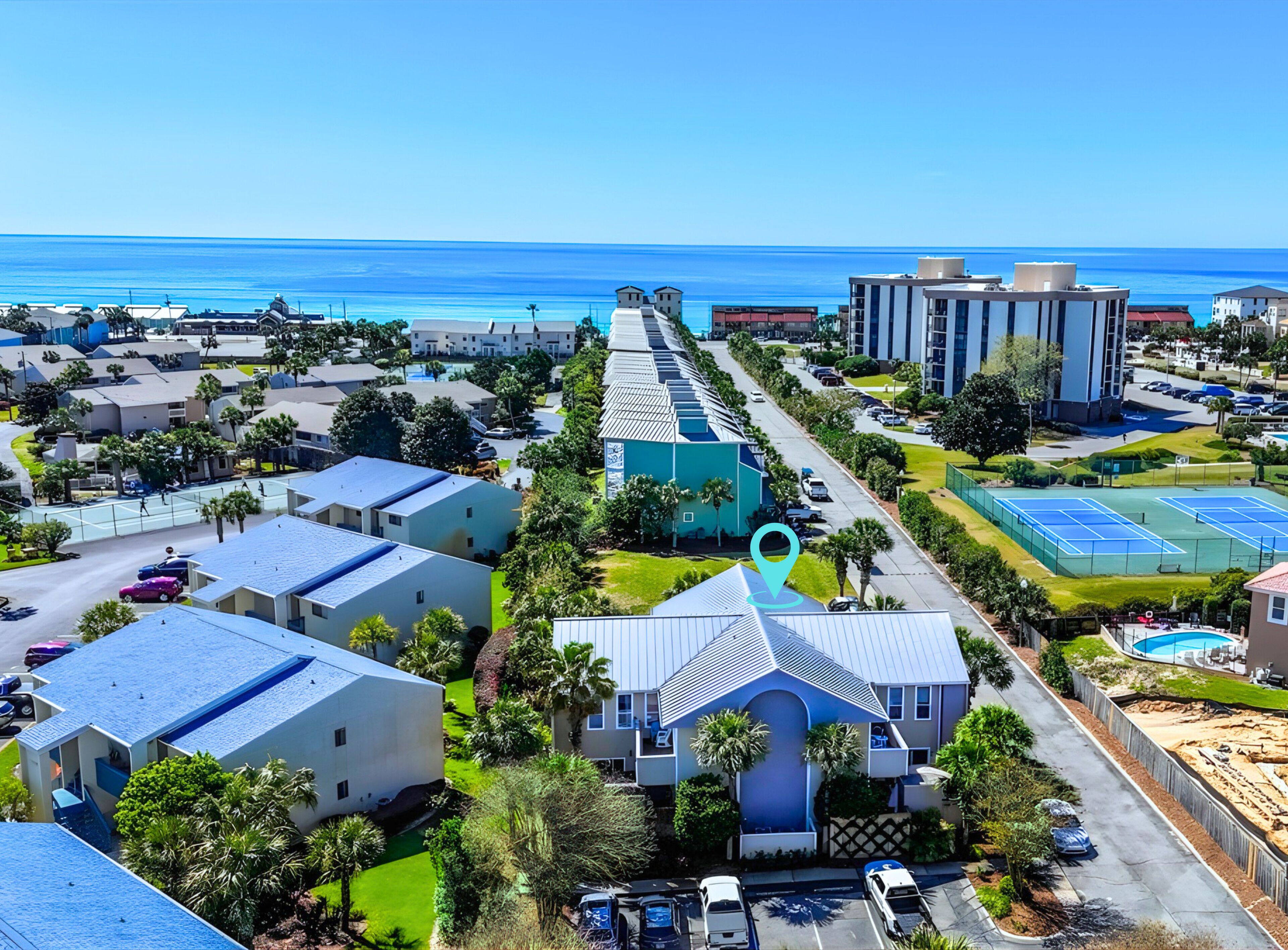 Aerial View of Your home just steps away from the beach!