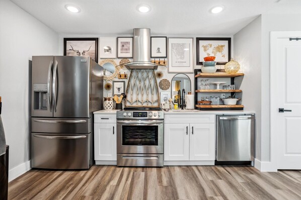 Microwave, oven, stovetop, dishwasher