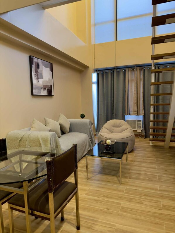 City Apartment, Balcony, City View | Living area - Makati City Poblacion 1 bedroom  (Makati)