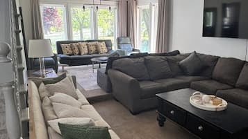 Smart TV, fireplace, video games, books