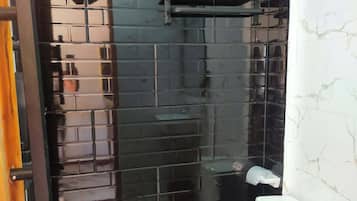 Shower, bathrobes, slippers, bidet