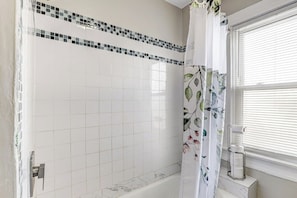 Hair dryer, towels, toilet paper