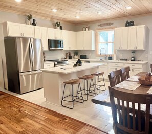 Fridge, microwave, oven, stovetop - Modern Smoky Mountain Home w/ Hot Tub, Game Room, Theater, Sleeps 12 (Sevierville)